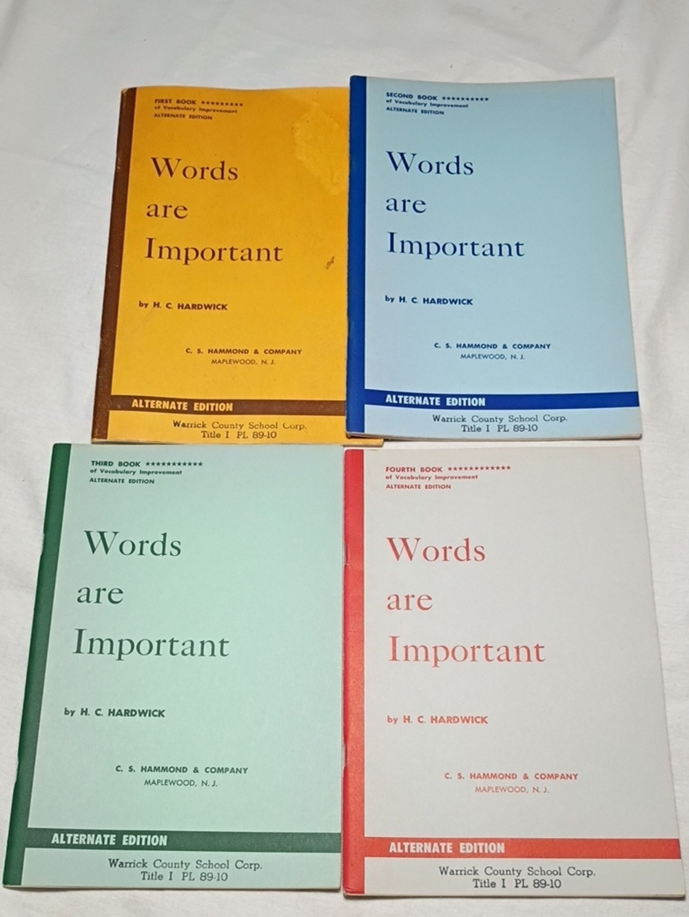 Vintage Words Are Important Set Of 4 By H.C. Hardwick Vocab Books 1964 Alt. Ed